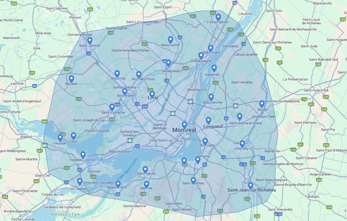Zones desservies par A/C Brohmi